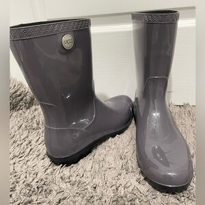 UGG Sienna Rain Boots Gray Waterproof Mid Calf Rubber Boot Women’s Size 10